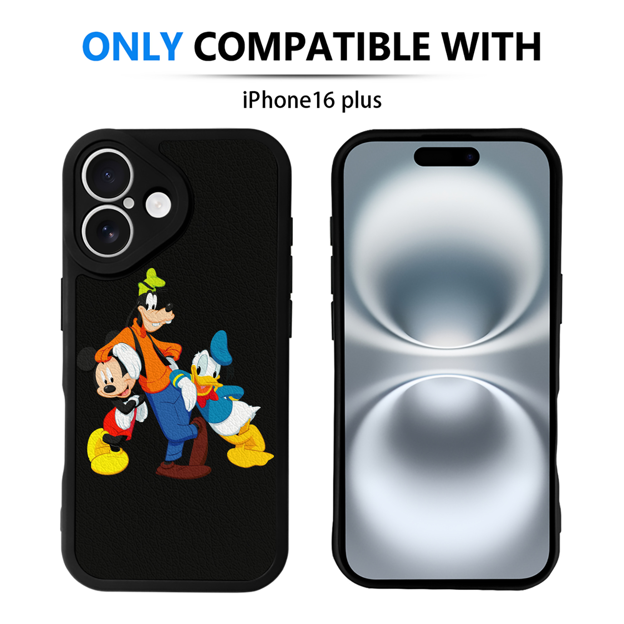 （画像用） ミッキーマウス Mickey Mouse 【iPhone 16シリーズ対応】シリコンスマホケース（レザー調） 材質：シリコン